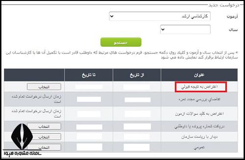 اعتراض به نتایج ارشد